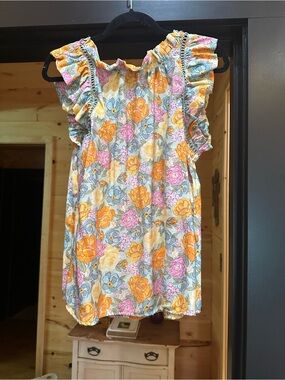 Blu Pepper Floral Ruffle Tank Top - Orange, Pink & Blue